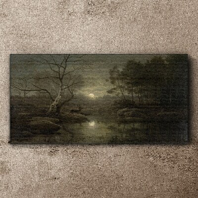 Obraz Canvas księżyc drzewa natura rzeka