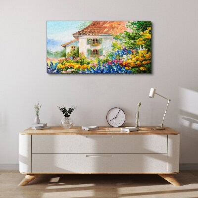 Obraz Canvas wieś kwiaty dom przyroda