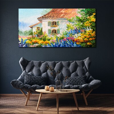 Obraz Canvas wieś kwiaty dom przyroda