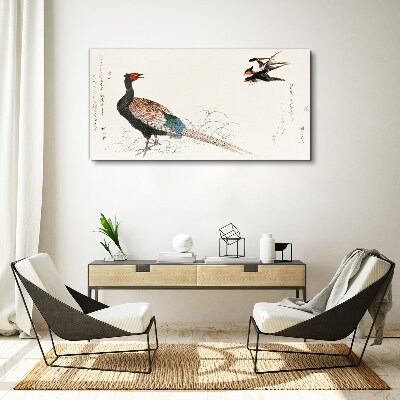Obraz Canvas Pawi taniec w wiosennym krajobrazie