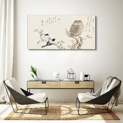 Obraz Canvas Ptaki i sowa na gałęzi