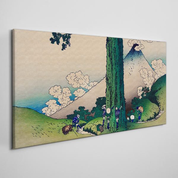 Obraz Canvas Japońska wieś z wulkanem