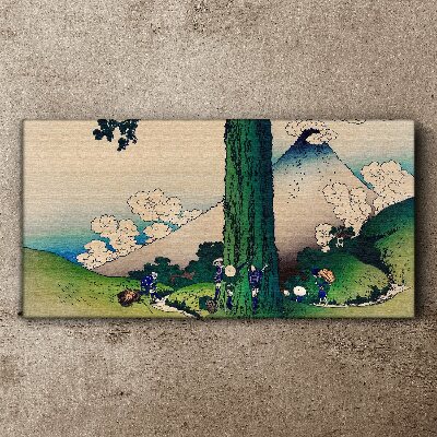 Obraz Canvas Japońska wieś z wulkanem