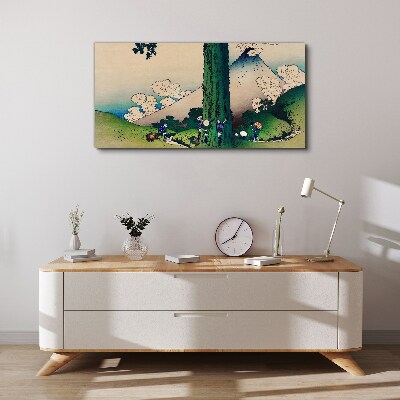 Obraz Canvas Japońska wieś z wulkanem