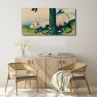 Obraz Canvas Japońska wieś z wulkanem