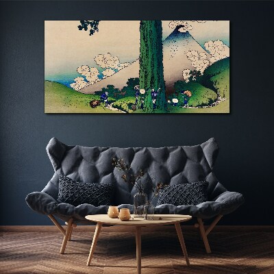 Obraz Canvas Japońska wieś z wulkanem