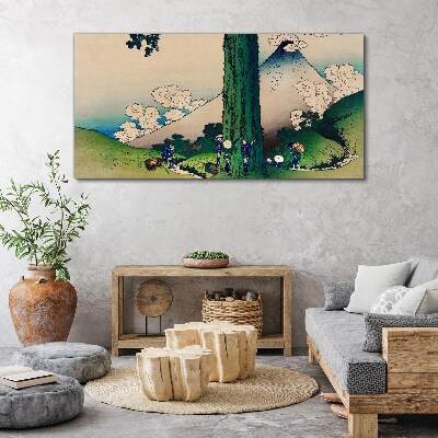 Obraz Canvas Japońska wieś z wulkanem