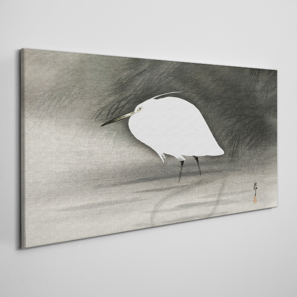 Obraz Canvas Biała czapla na tle mgły