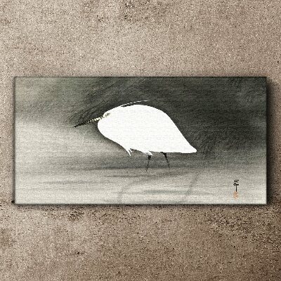 Obraz Canvas Biała czapla na tle mgły