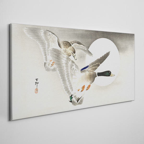 Obraz Canvas Lot dzikich kaczek w blasku księżyca