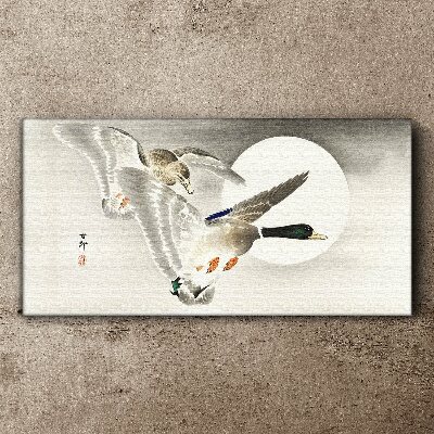 Obraz Canvas Lot dzikich kaczek w blasku księżyca