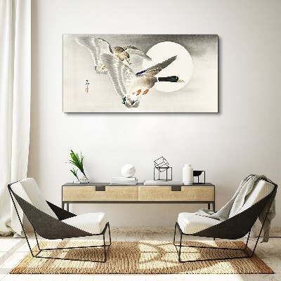 Obraz Canvas Lot dzikich kaczek w blasku księżyca