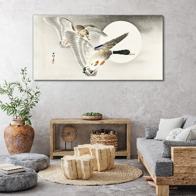 Obraz Canvas Lot dzikich kaczek w blasku księżyca