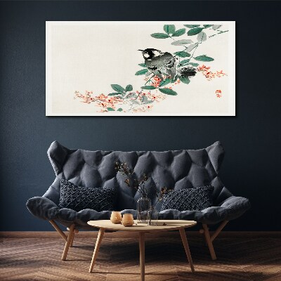 Obraz Canvas Ptak na tle kwiatów