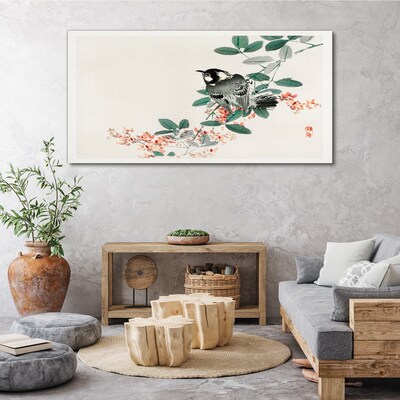 Obraz Canvas Ptak na tle kwiatów