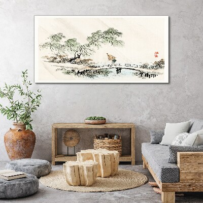 Obraz Canvas Rzeka Most Drzewa