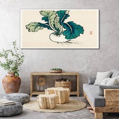 Obraz Canvas Zielona rzodkiew na jasnym tle