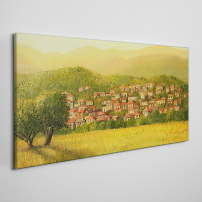 Obraz Canvas Słoneczna wioska wśród wzgórz
