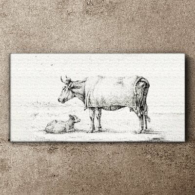 Obraz Canvas Rysunek zwierzę krowy cielę