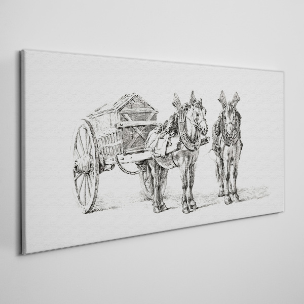 Obraz Canvas „Dwa konie przy wozie”