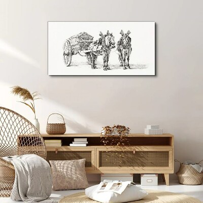 Obraz Canvas „Dwa konie przy wozie”