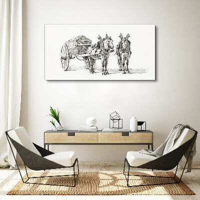 Obraz Canvas „Dwa konie przy wozie”