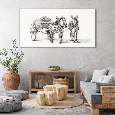 Obraz Canvas „Dwa konie przy wozie”