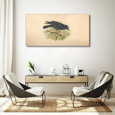 Obraz Canvas Czarny ptak na gałęzi