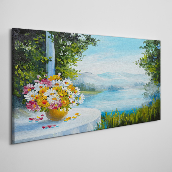 Obraz Canvas Kwiatowy bukiet nad jeziorem
