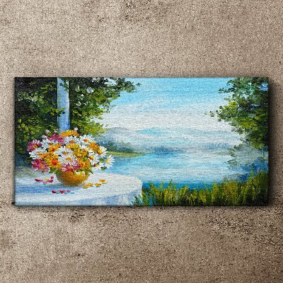 Obraz Canvas Kwiatowy bukiet nad jeziorem