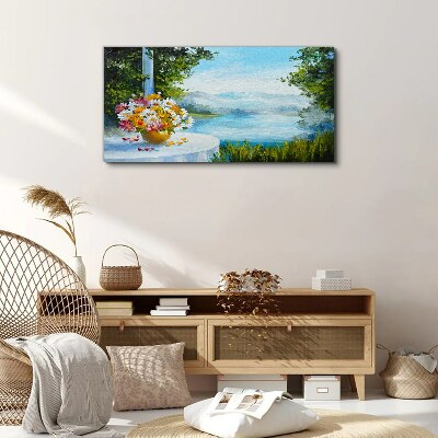 Obraz Canvas Kwiatowy bukiet nad jeziorem