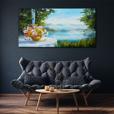 Obraz Canvas Kwiatowy bukiet nad jeziorem