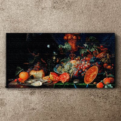 Obraz Canvas Martwa natura z owocami i muszlami