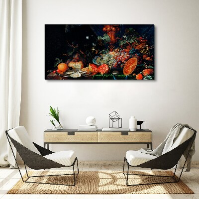 Obraz Canvas Martwa natura z owocami i muszlami
