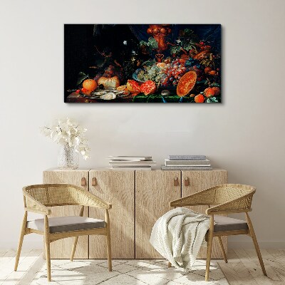 Obraz Canvas Martwa natura z owocami i muszlami