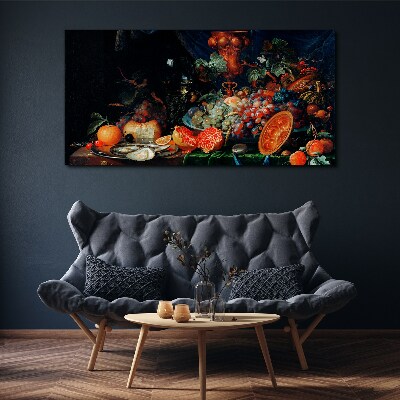 Obraz Canvas Martwa natura owoce i ostrygi