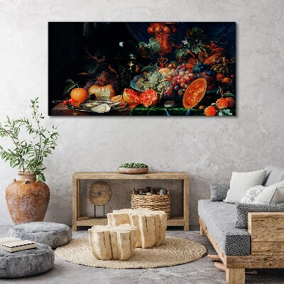 Obraz Canvas Martwa natura owoce i ostrygi