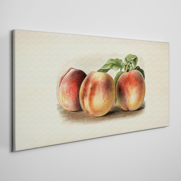 Obraz Canvas Trzy brzoskwinie na białym tle