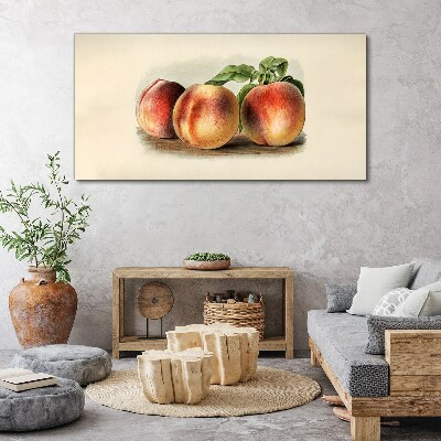 Obraz Canvas Trzy brzoskwinie na białym tle