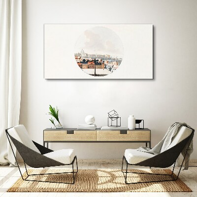 Obraz Canvas Widok na miasto z okrągłym kadrem
