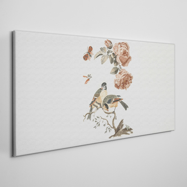 Obraz Canvas Ptaki i kwiaty w harmonii