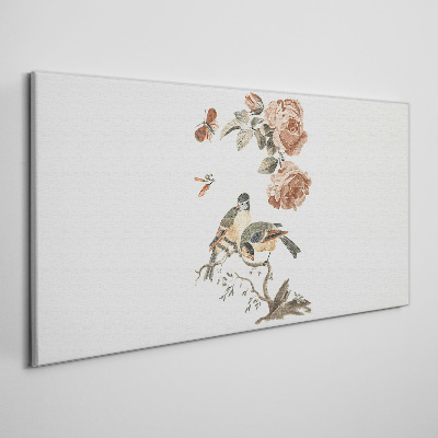 Obraz Canvas Ptaki i kwiaty w harmonii