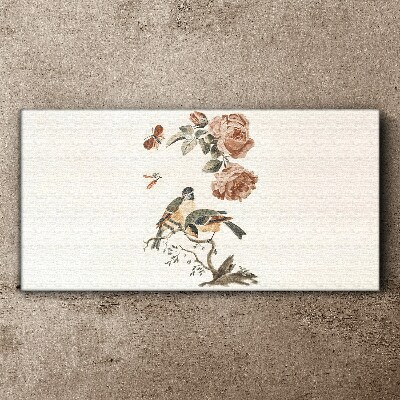 Obraz Canvas Ptaki i kwiaty w harmonii