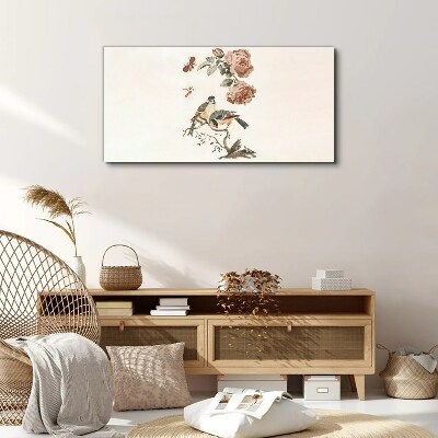 Obraz Canvas Ptaki i kwiaty w harmonii