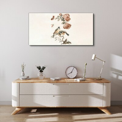 Obraz Canvas Ptaki i kwiaty w harmonii