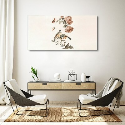 Obraz Canvas Ptaki i kwiaty w harmonii