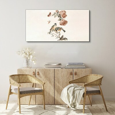 Obraz Canvas Ptaki i kwiaty w harmonii