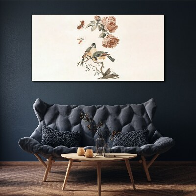 Obraz Canvas Ptaki i kwiaty w harmonii