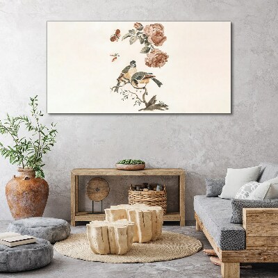 Obraz Canvas Ptaki i kwiaty w harmonii