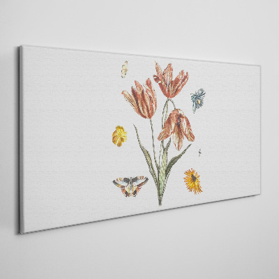 Obraz Canvas Kwiaty i motyle w harmonii